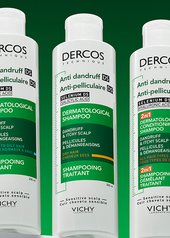 Line-up of Vichy Dercos options per scalp concern