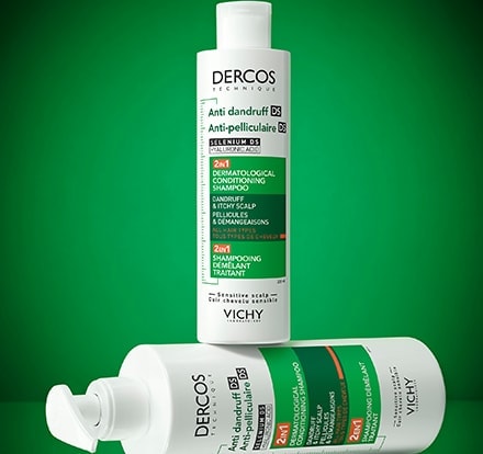 Vichy Dercos 2-in-1 laying on its side